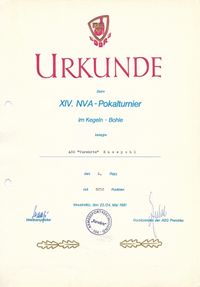 1981 Urkunde NVA Pokalturnier